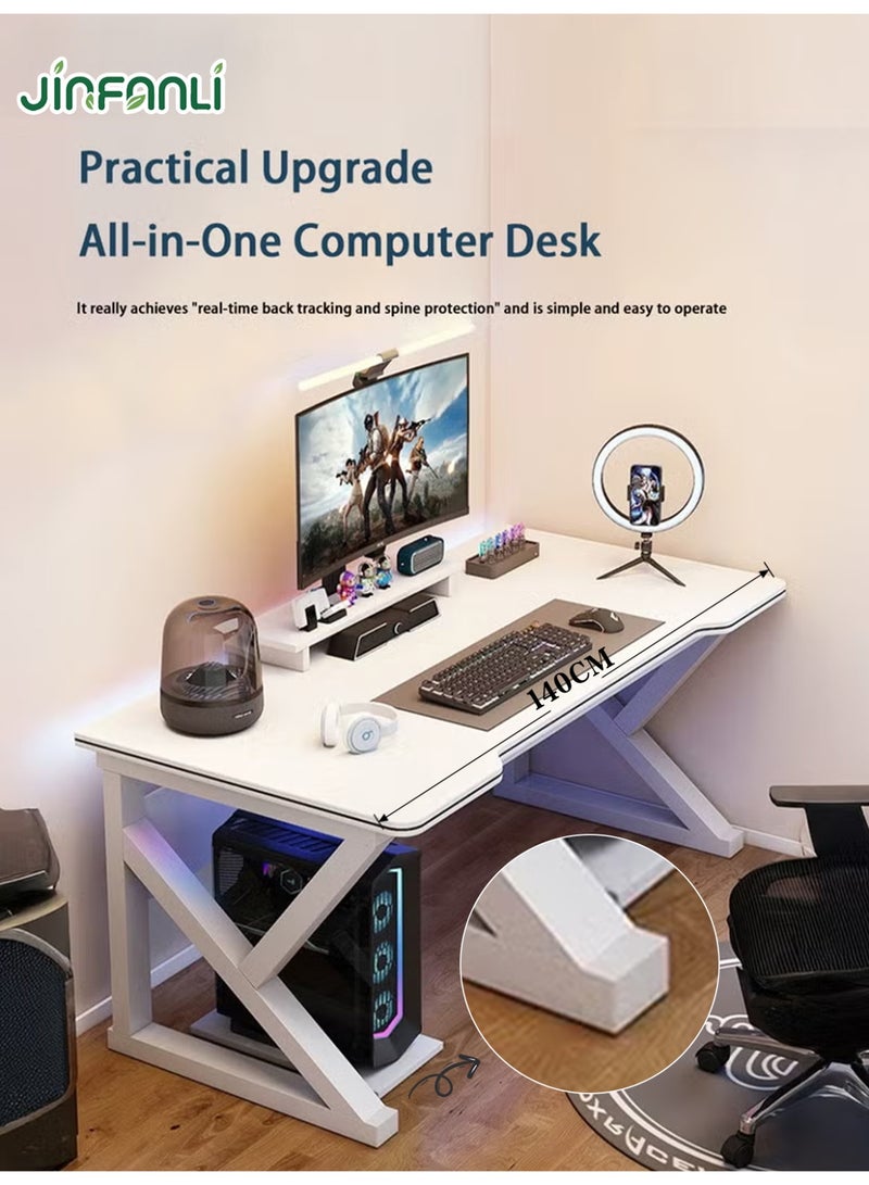 JINFANLI Gaming desks, mini gaming desks, ergonomic computer desks, carbon fiber surface computer desks, children's desks, writing and study desks, or home office desks, perfect for students and gamers - 140cm - Image 3